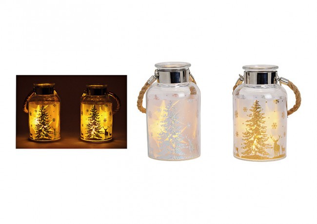 Svícen LED sklo/doza s jutou 10x18cm stř | Dekorace - Párty Svícen LED sklo/doza s jutou 10x18cm stř | Dekorace - Párty